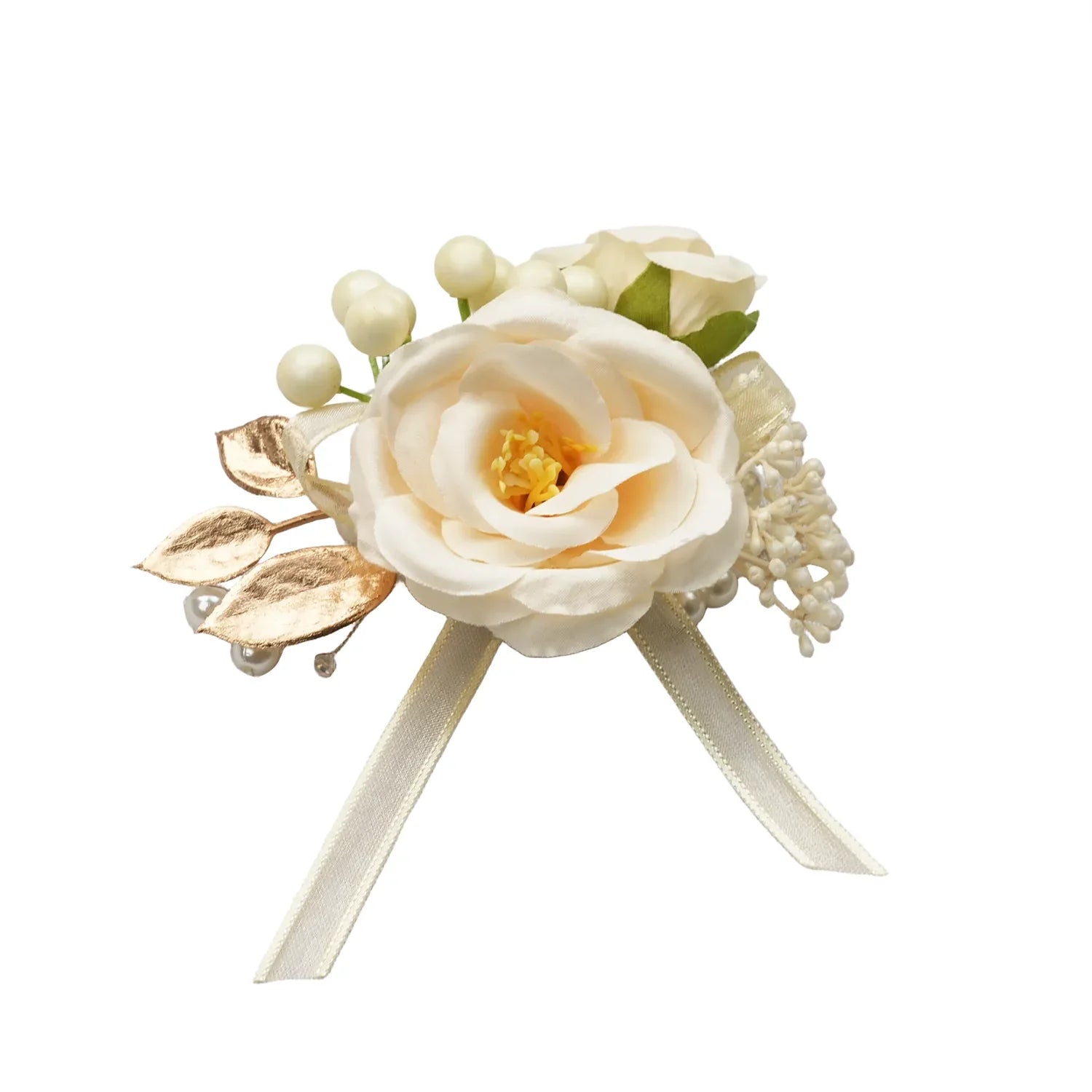 Uflower Champagne Series Bride Bouquet Wrist Corsage Groom Boutonniere Wedding Event Supplies SET80080-10 - Uflower