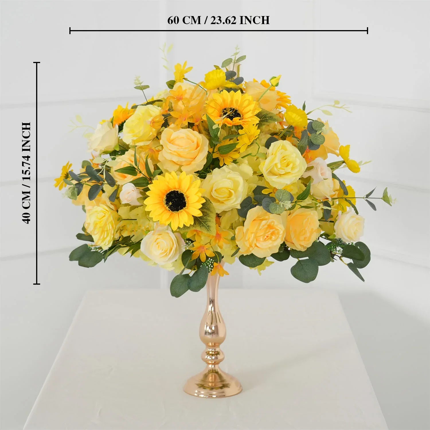 Uflower Yellow Rose Sunflower Table Runner Sofa Floral Wedding Backdrop Decor SET80150 - Uflower