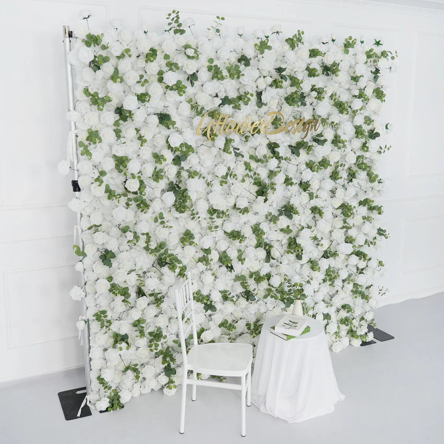 Uflower Artificial White Rose Wall Wedding Backdrop Decor SET80089 - Uflower