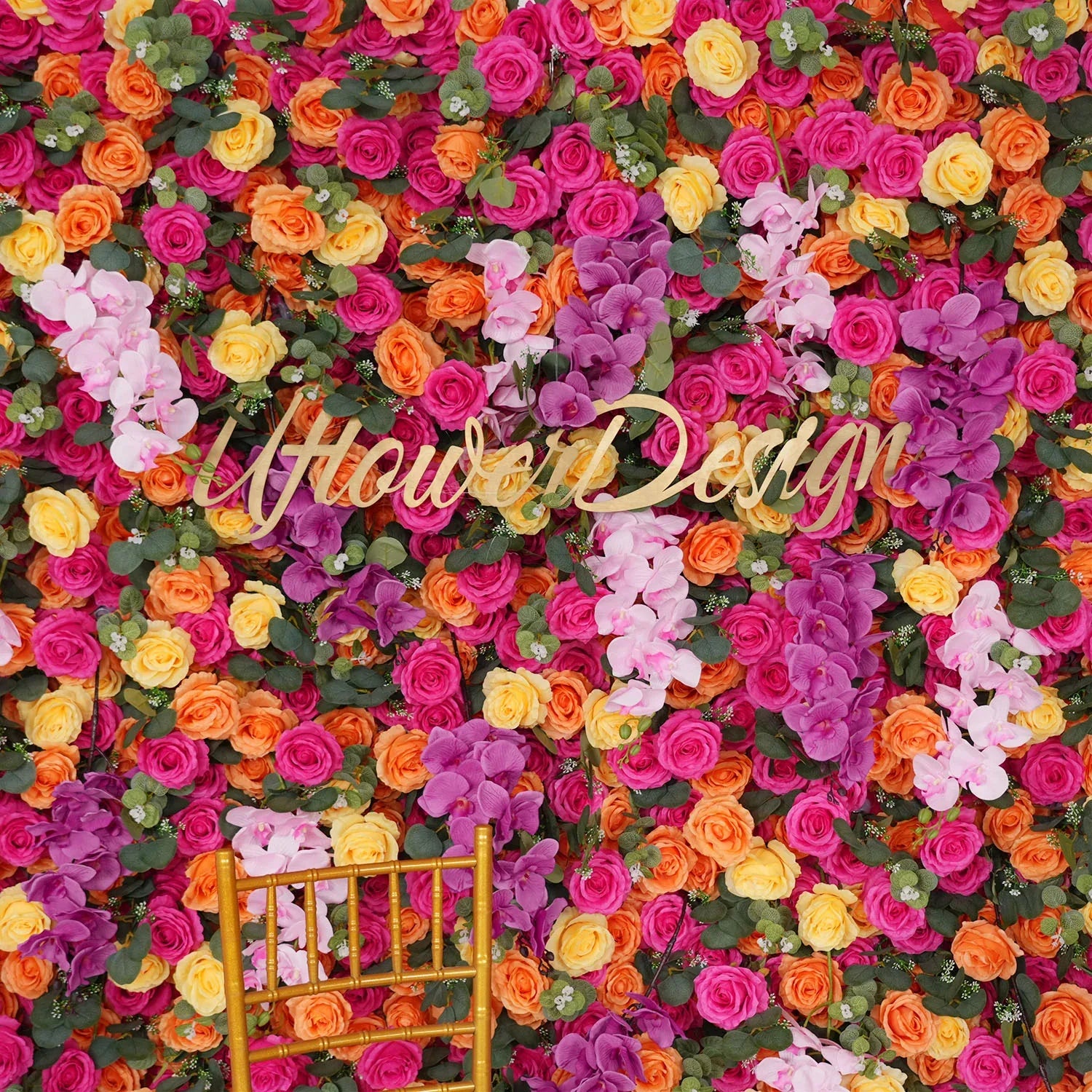 Uflower Artificial Flower Wall Colorful Rose Floral Backdrop Wedding Party Proposal Decor SET80068-01 - Uflower