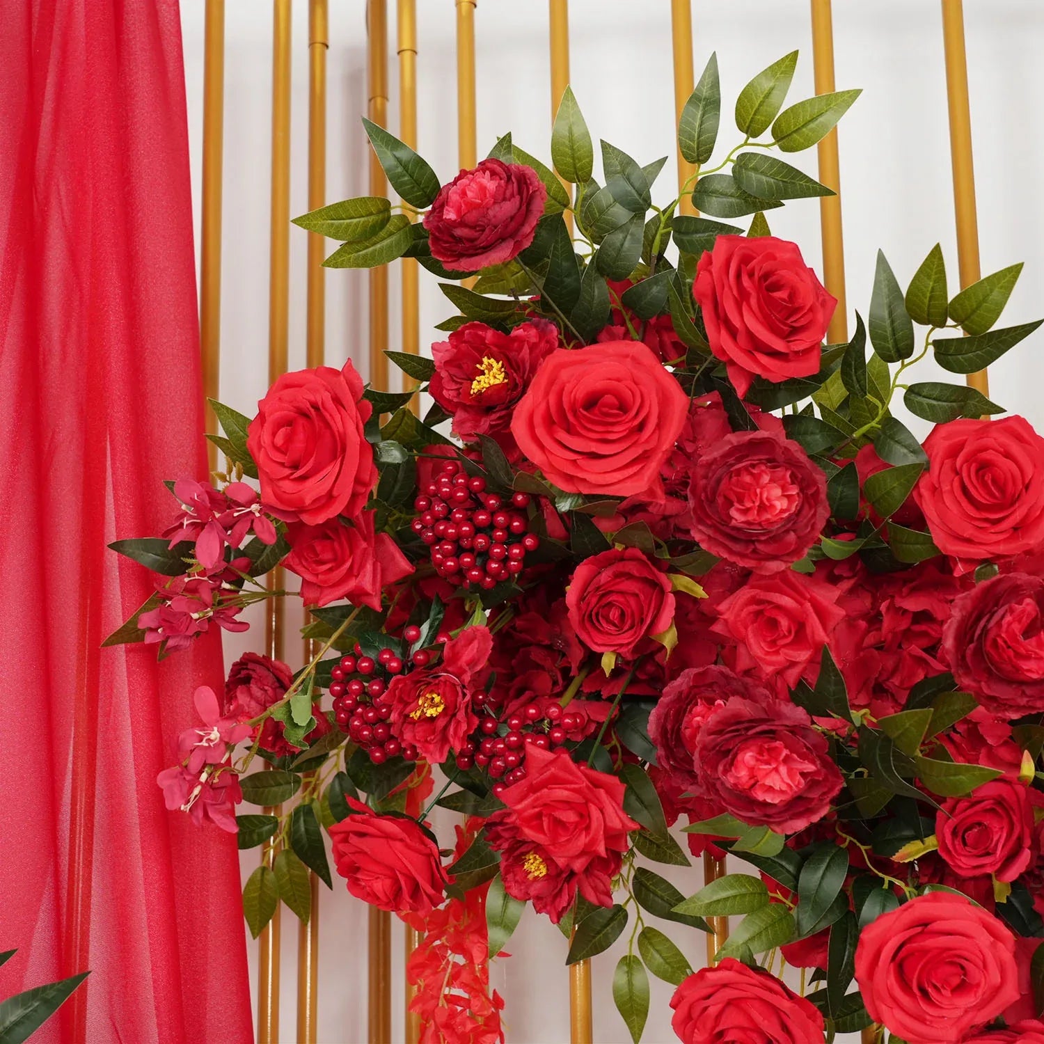 Uflower Artificial Red Wedding KT Backdrop Flower Decor SET80059 - Uflower