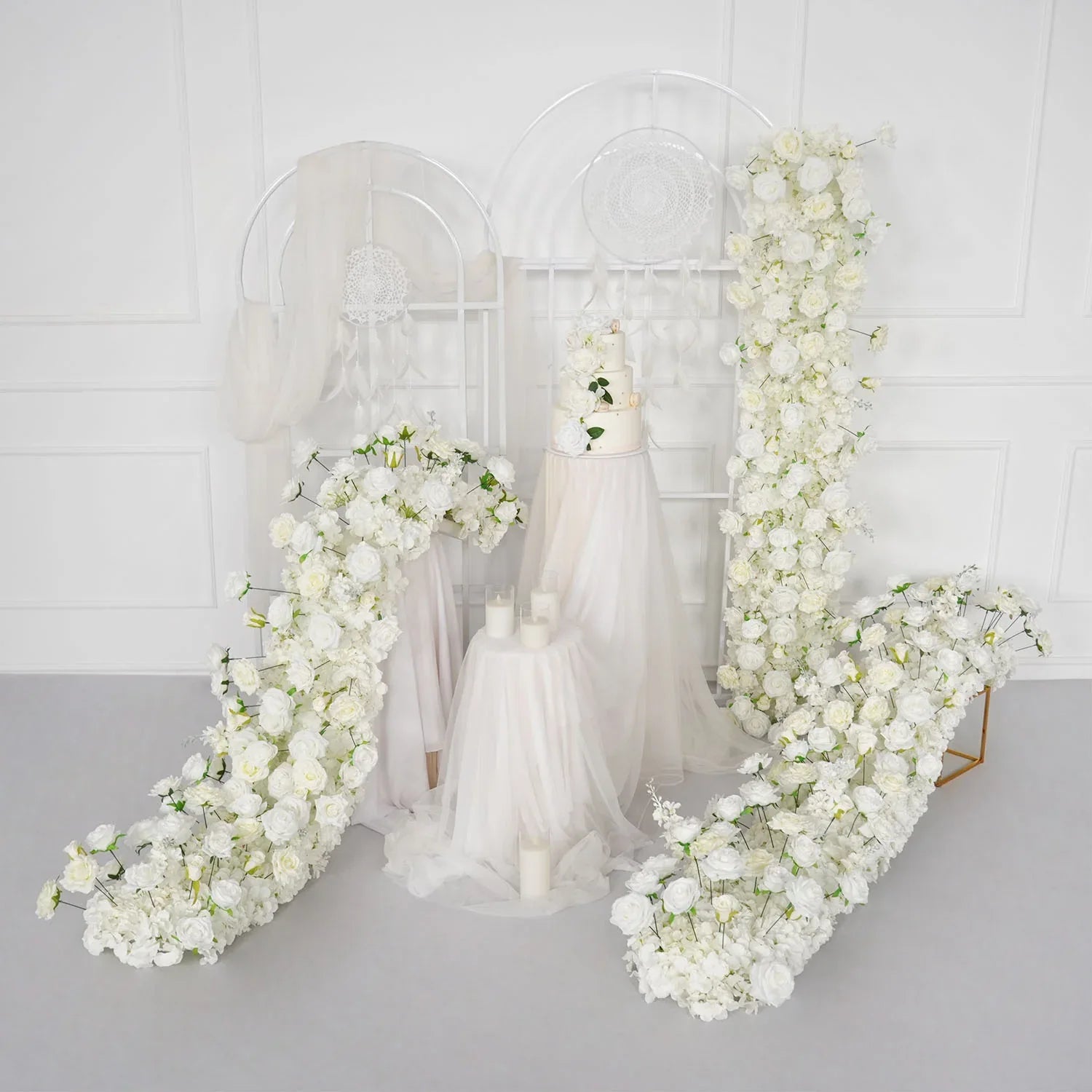 Uflower White Sofa Table Runner Floor Flower Arrangement MC80087-04 - Uflower