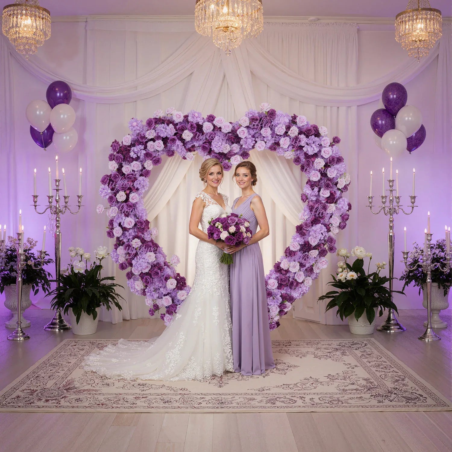 Artificial Purple Rose Heart Arch Wedding Decor SET80065 - Uflower