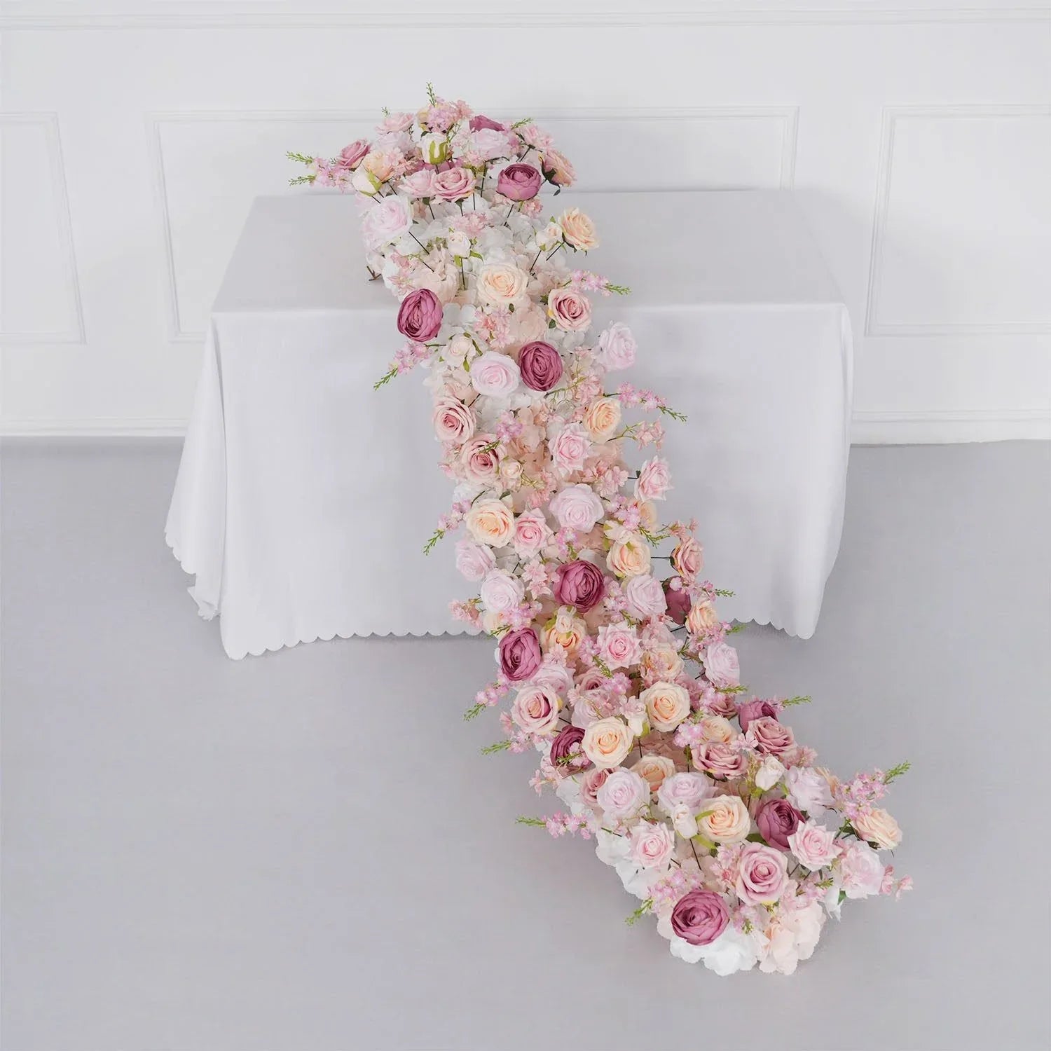 Uflower Artificial Pink White Flower Row Wedding KT Backdrop Decor SET80152 - Uflower