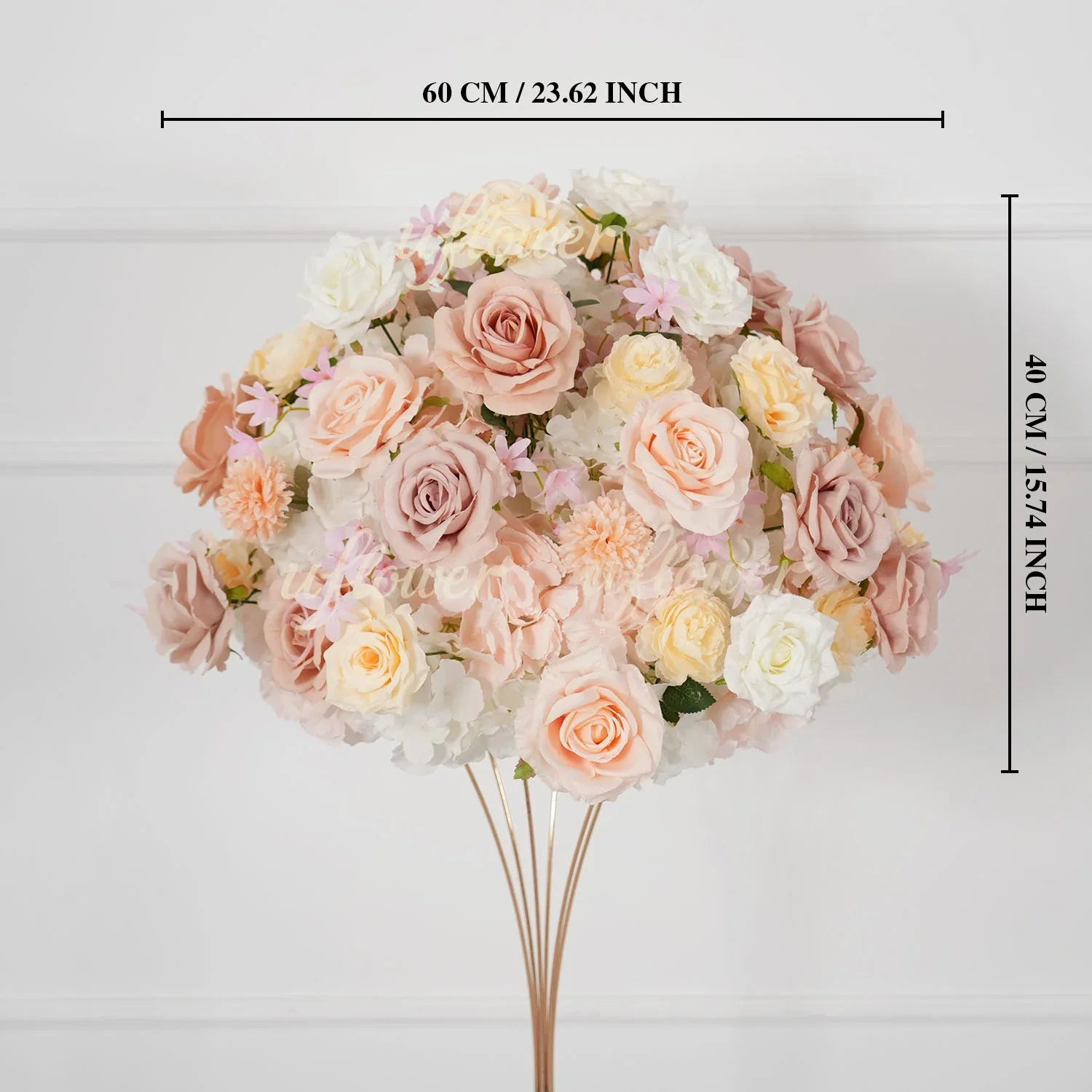 Uflower Champagne Pink Rose Arrangement Wedding Backdrop Floral Props SET80151 - Uflower