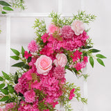 Uflower Pink Rose Green Leaf Wedding Backdrop Floral Arrangement MC80089 - Uflower