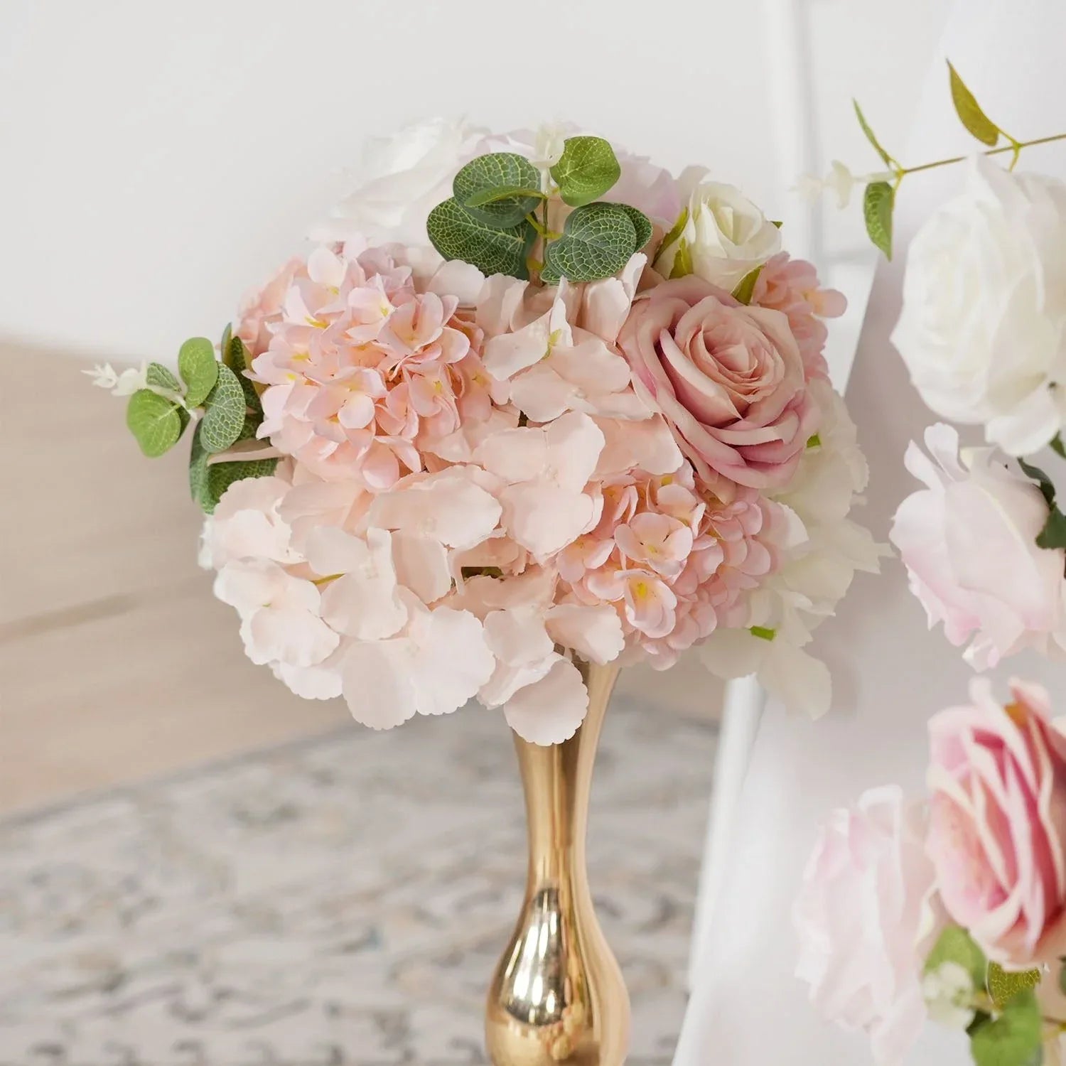 Uflower Pink Rose Table Runner Sofa Floral Wedding Backdrop Decor SET80096 - Uflower