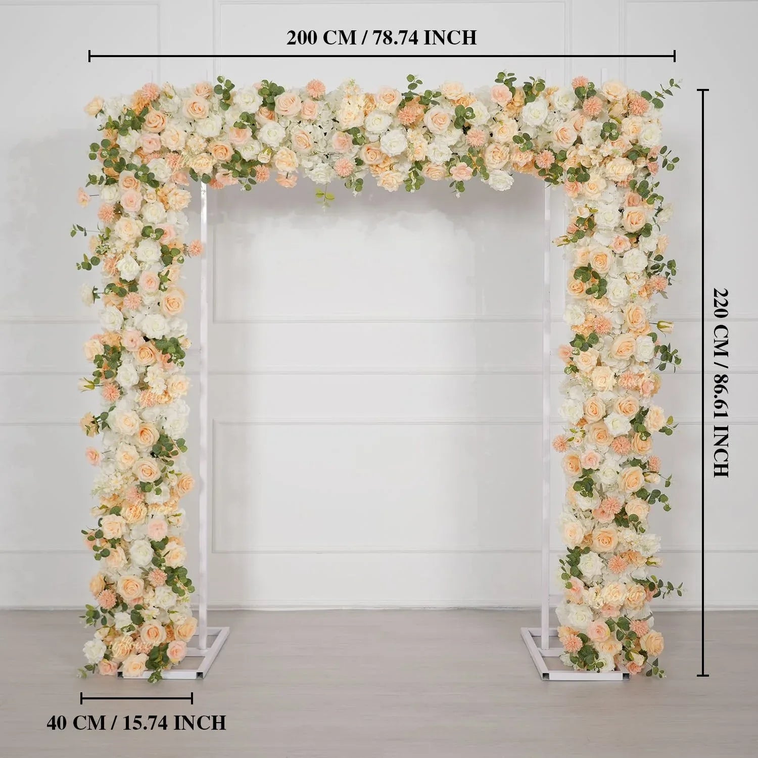 Uflower Champagne Rose Floral Square Arch Wedding Party Backdrop Decoration SET80173 - Uflower