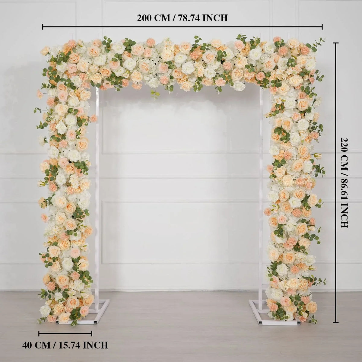 Uflower Champagne Rose Floral Square Arch Wedding Party Backdrop Decoration SET80173 - Uflower