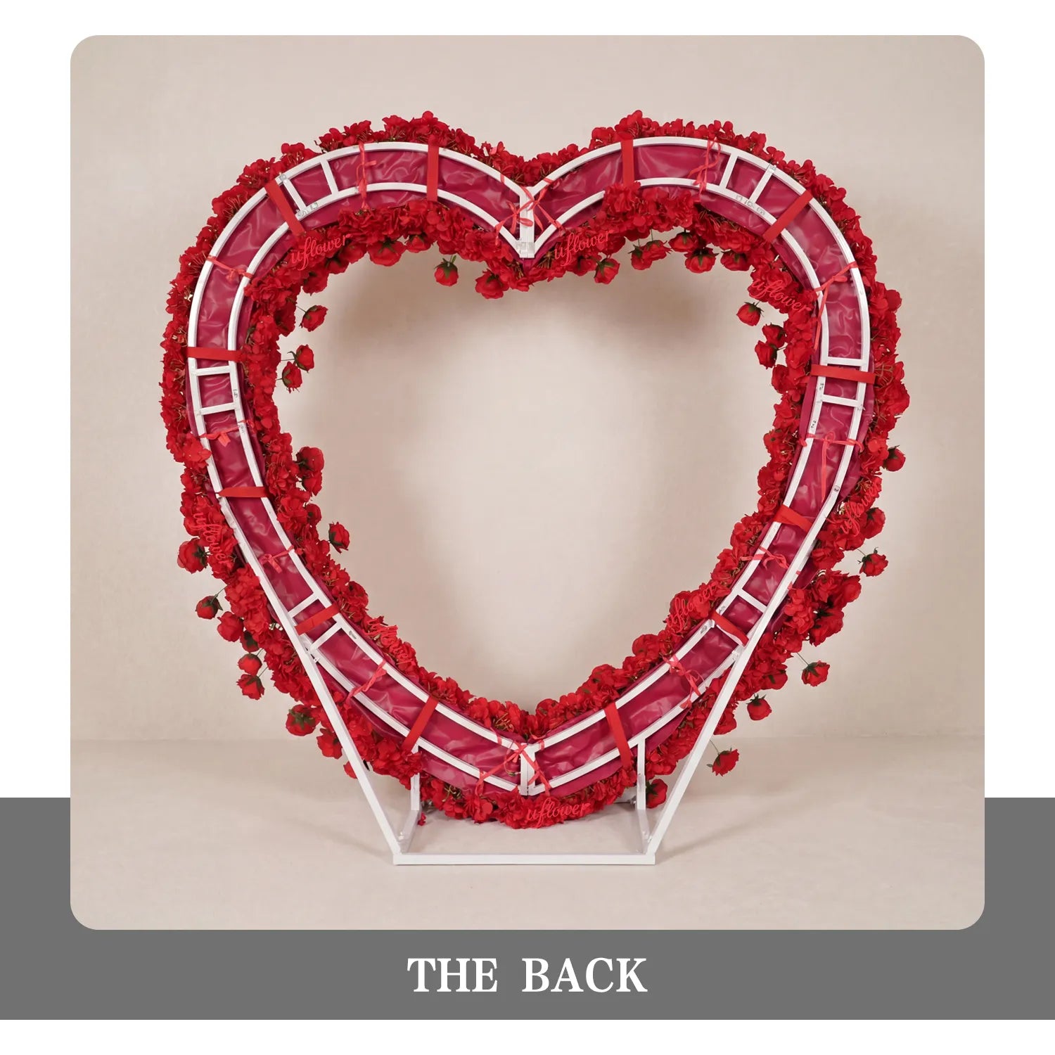 Uflower Red Rose Wedding Arch Heart Arch Decor SET80237