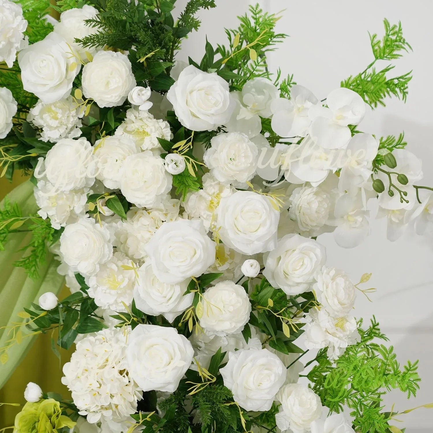 Uflower White Floral Greenery Horn Arch Wedding Party Backdrop Decor SET80159 - Uflower