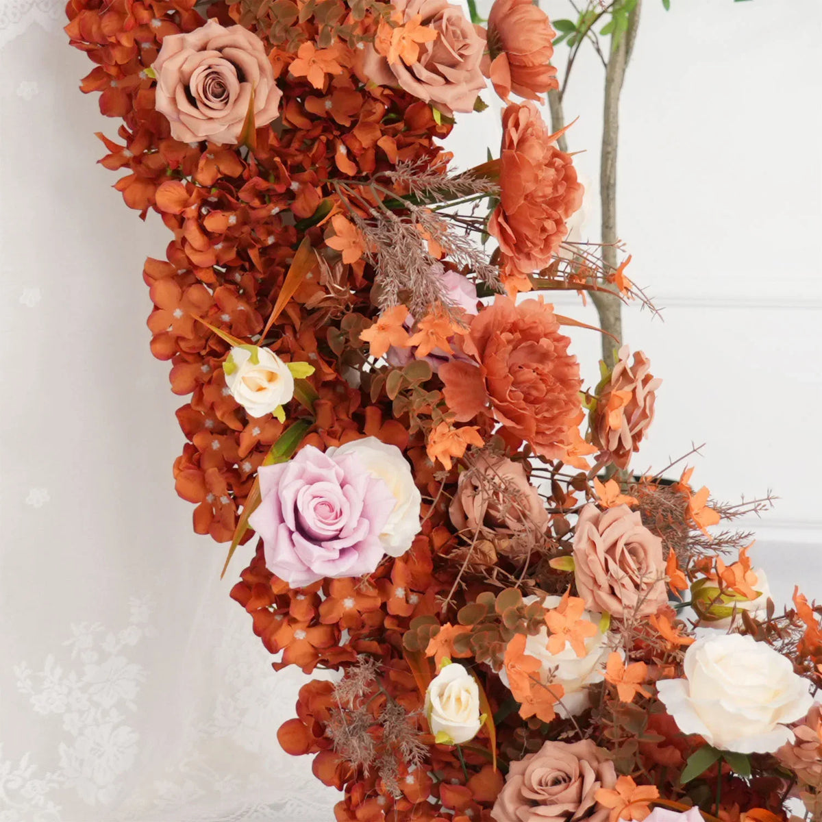 Uflower Artificial Autumn Brown Flower Row Sofa Table Runner Floor Flower Arrangement MC80117-01 - Uflower