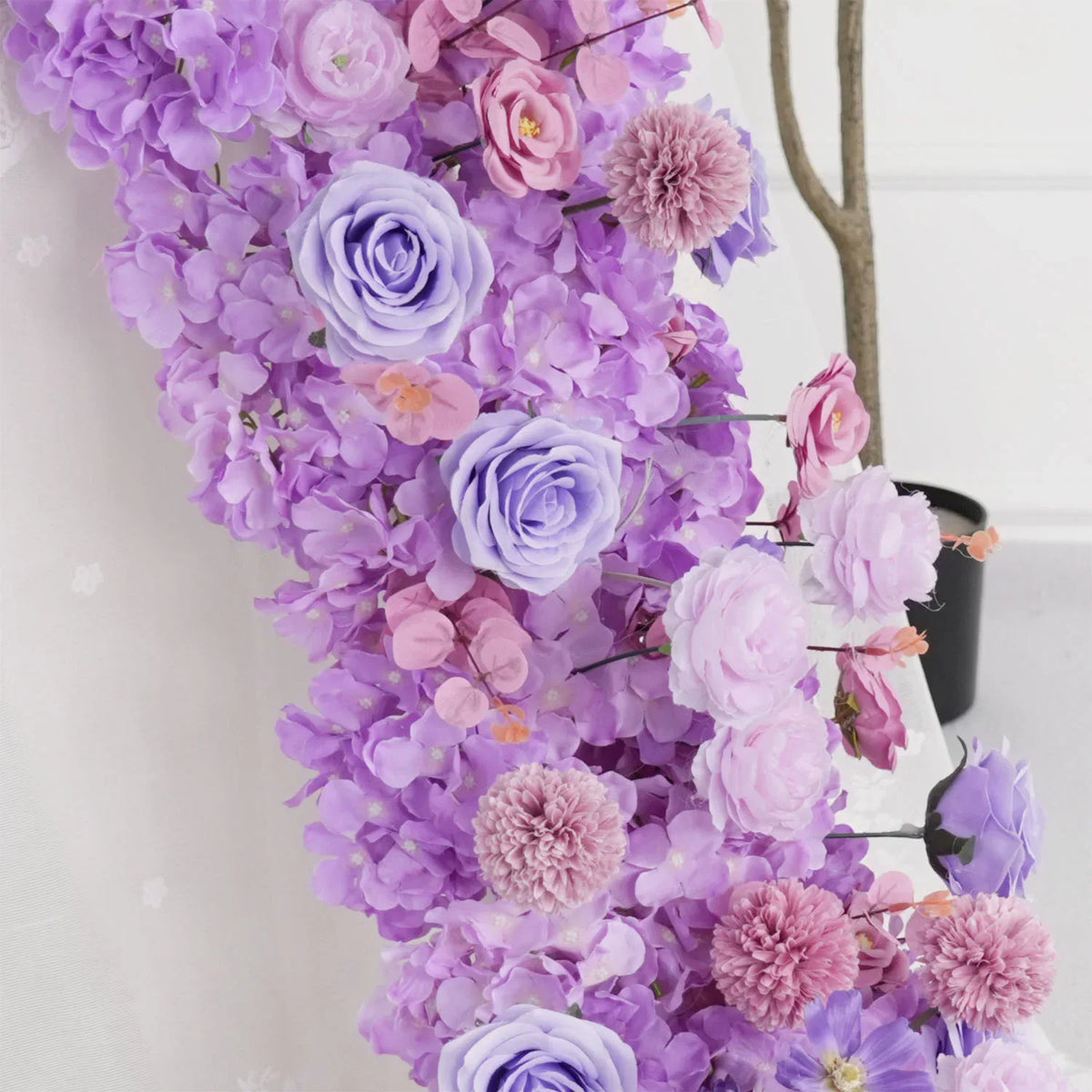 Uflower Purple Rose Table Runner Sofa Floral Wedding Backdrop Decor MC