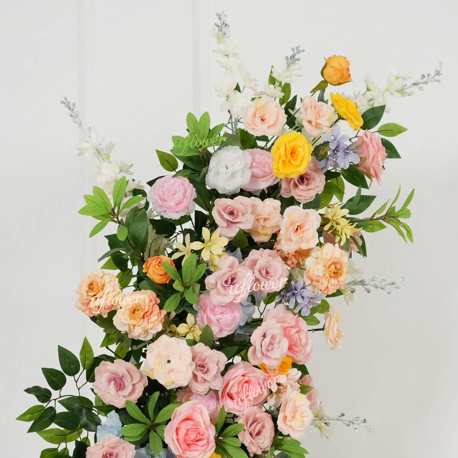 Uflower Colorful Floral Arrangement Horn Arch Wedding Backdrop Props SET80242-01