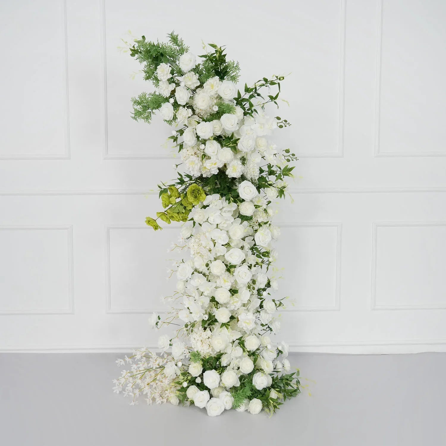 Uflower White Rose Green Leaf Floral Horn Arch Wedding Party Backdrop Decor MC80160-01 - Uflower