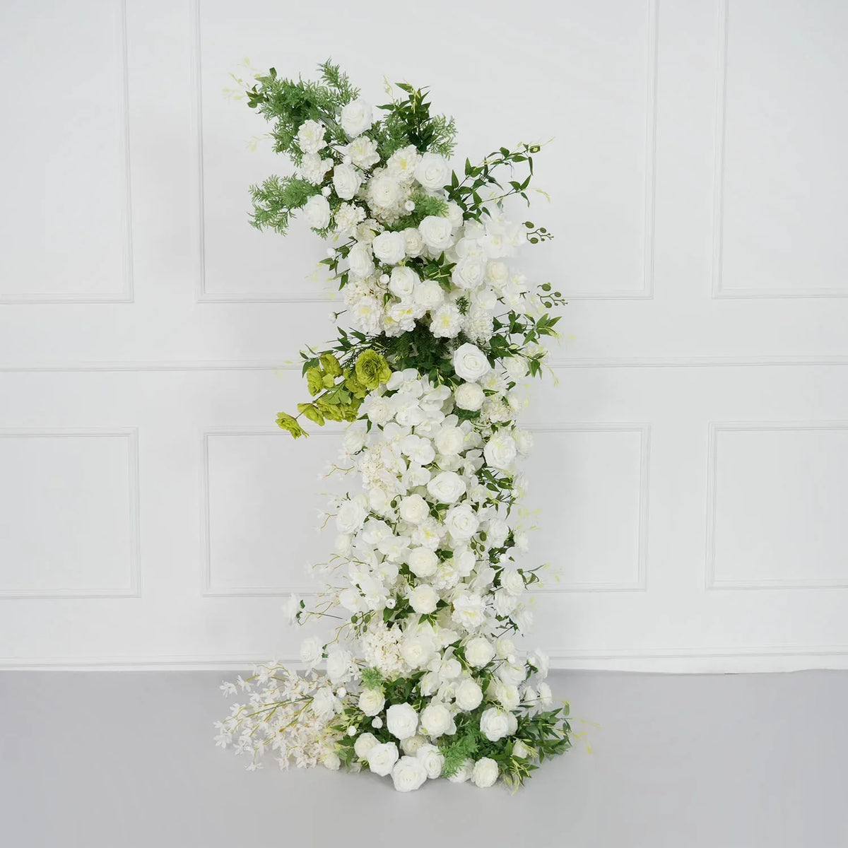 Uflower White Rose Green Leaf Floral Horn Arch Wedding Party Backdrop Decor MC80160-01 - Uflower