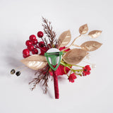 Uflower 6Pcs Red Boutonnieres MG80002-03*6