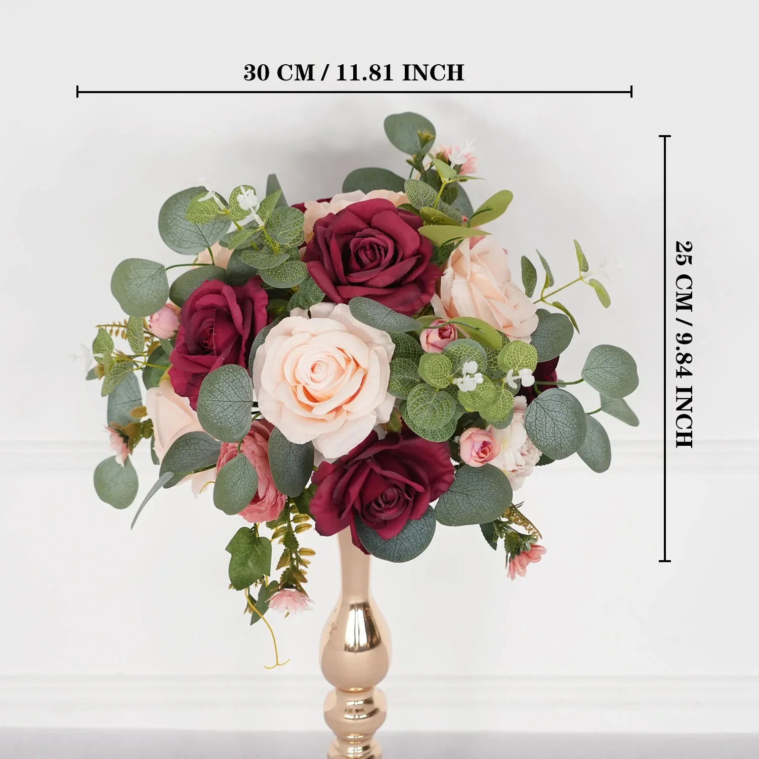 Uflower Red Rose Green Leaf Table Centerpieces Floral Ball Wedding Decoration MB80064-01 - Uflower