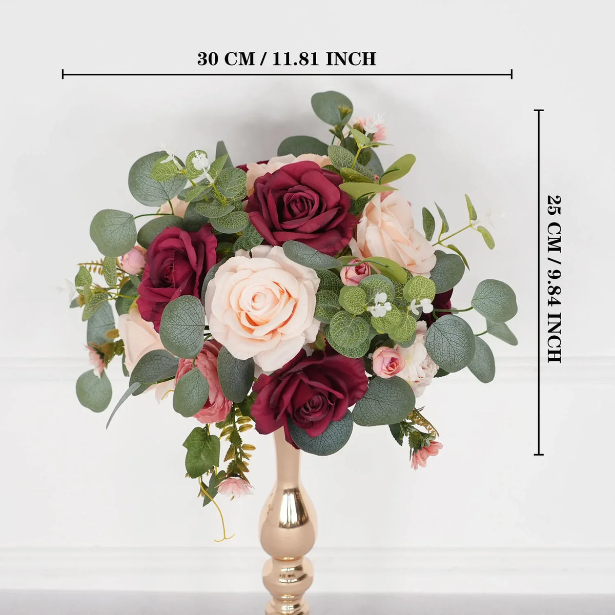 Uflower Red Rose Green Leaf Table Centerpieces Floral Ball Wedding Decoration MB80064-01 - Uflower
