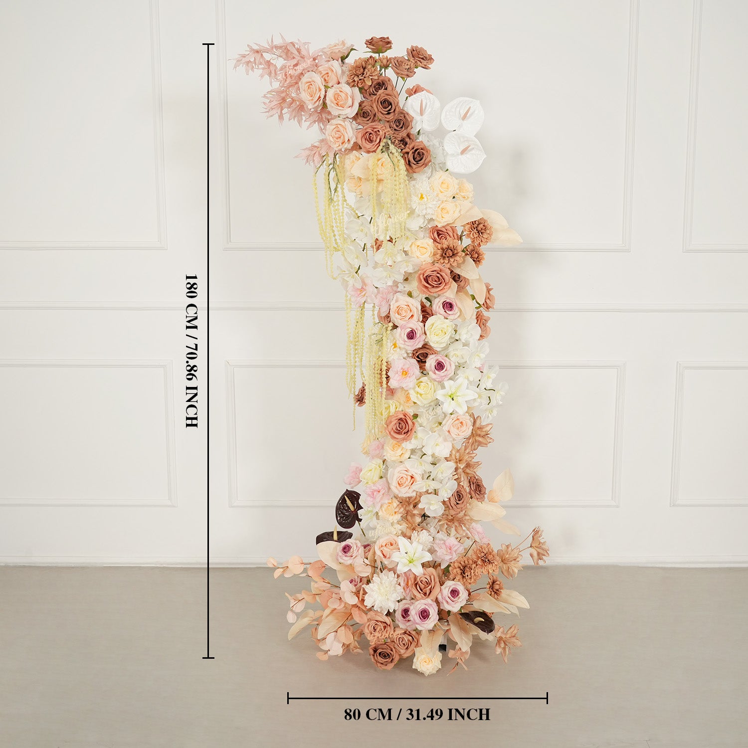 Uflower Terracotta Blush Floral Horn Arch Wedding Party Backdrop Decor SET80222