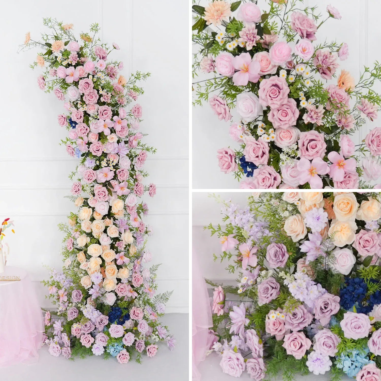 Uflower Pink Purple Rose Floral Arch Wedding Backdrop Decor SET80100 - Uflower