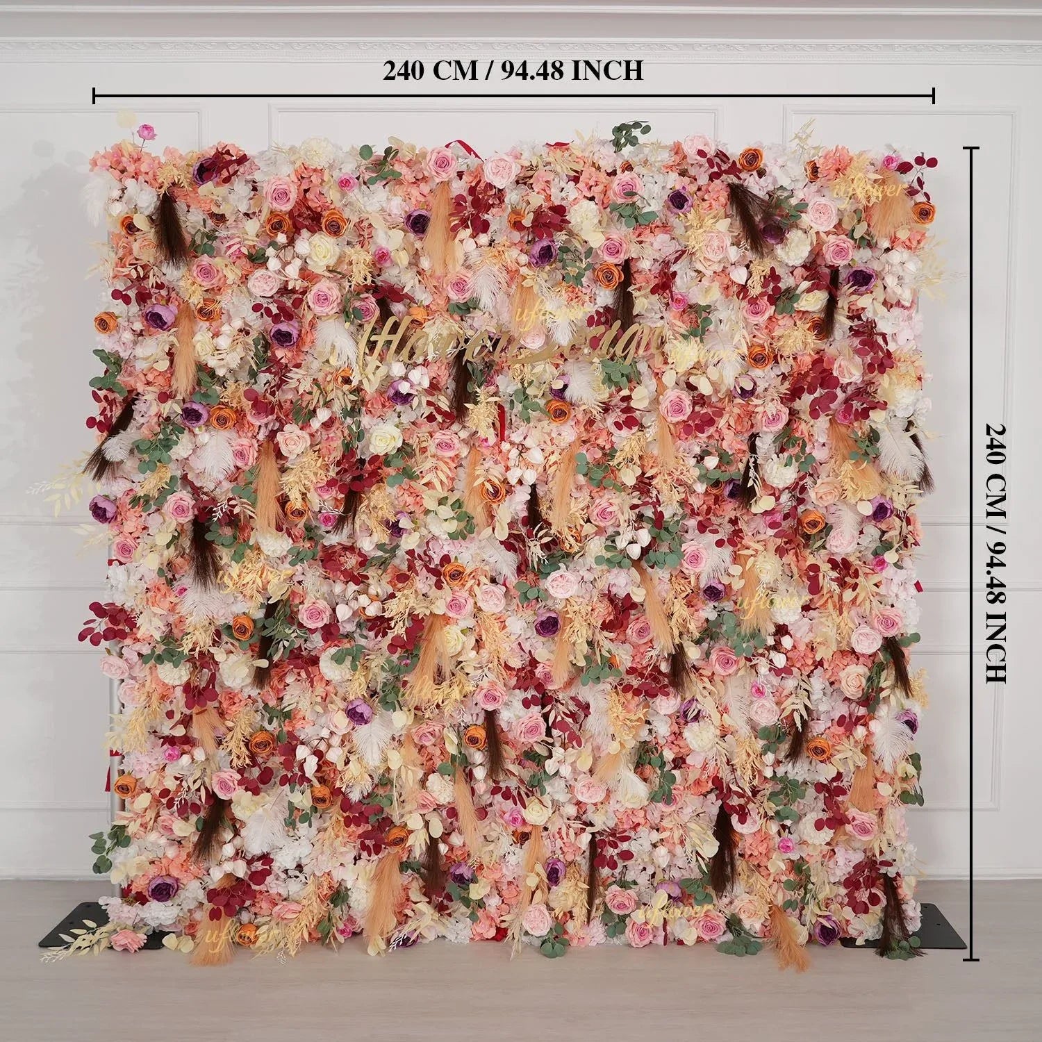 Uflower Champagne Khaki 5D Flower Wall Wedding Party Proposal Decor SET80175 - Uflower