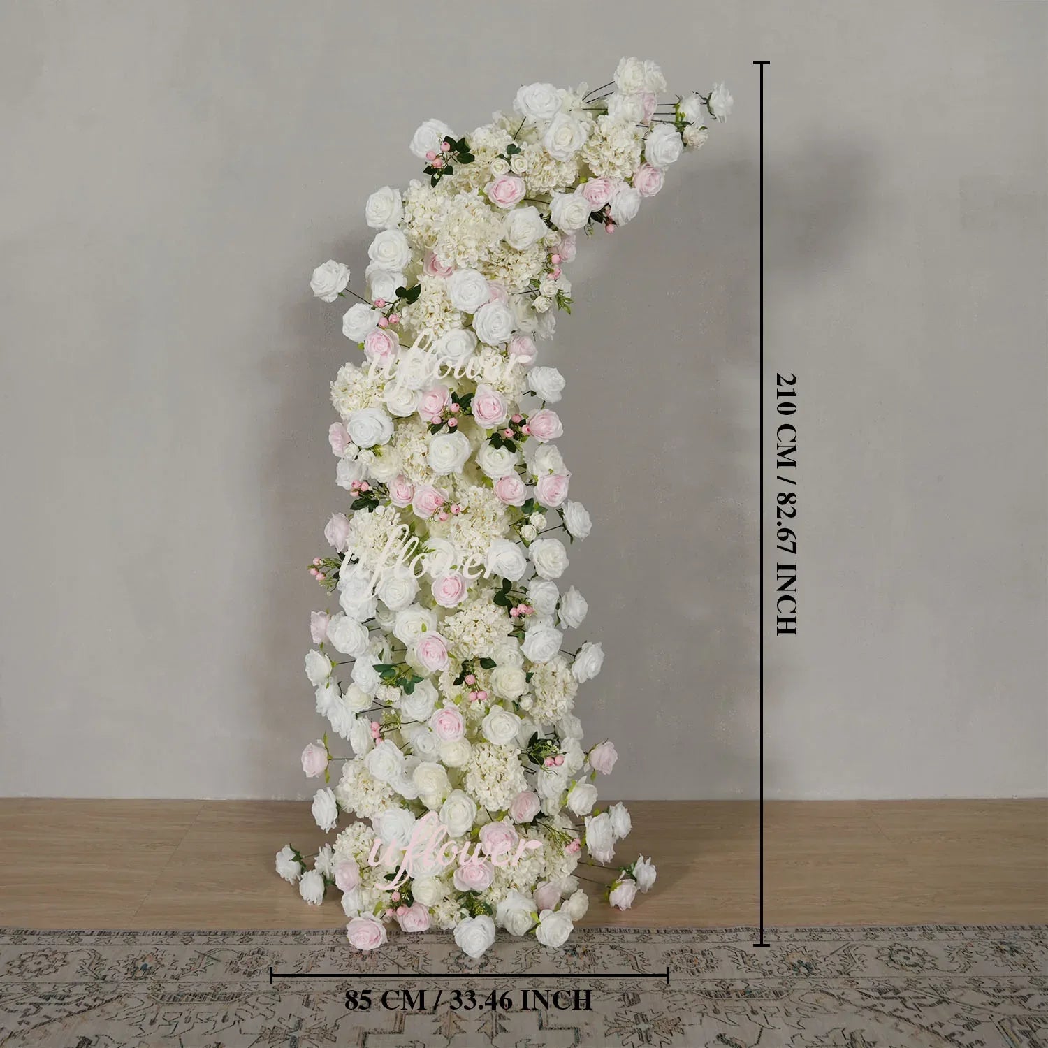 Uflower Pink White Rose Floral Horn Arch Wedding Party Backdrop Decor SET80143 - Uflower