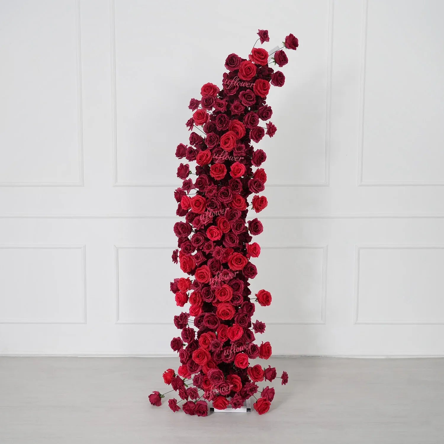 Uflower Red Rose Floral Horn Arch Wedding Party Backdrop Decor SET80204 - Uflower