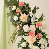 Uflower Pink White Greenery Horn Arch Wedding Backdrop Party Event Decor Props SET80252-01