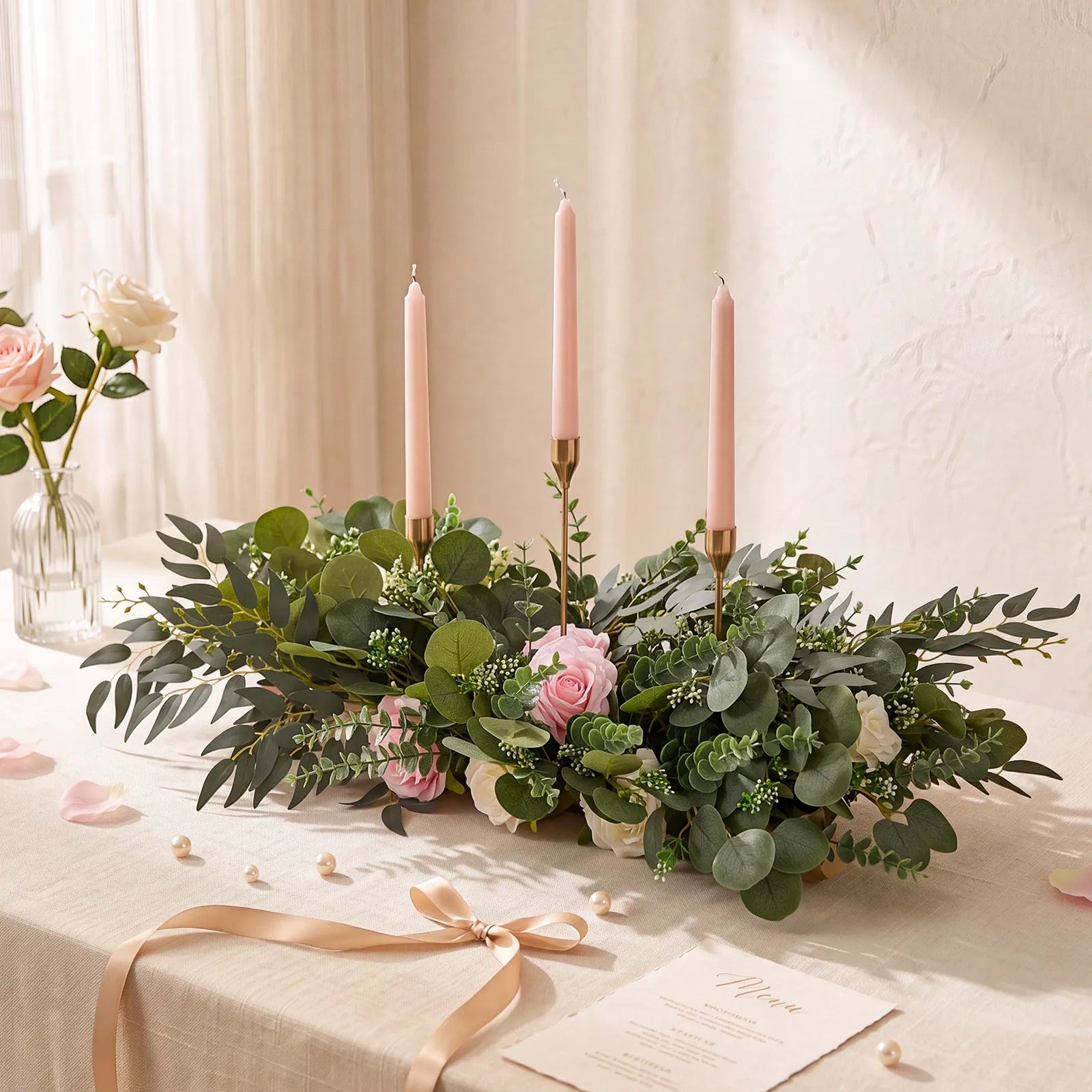 Uflower Pink and White DIY Wedding Flower Kit – Artificial Floral Arrangement Box MJ89001-01