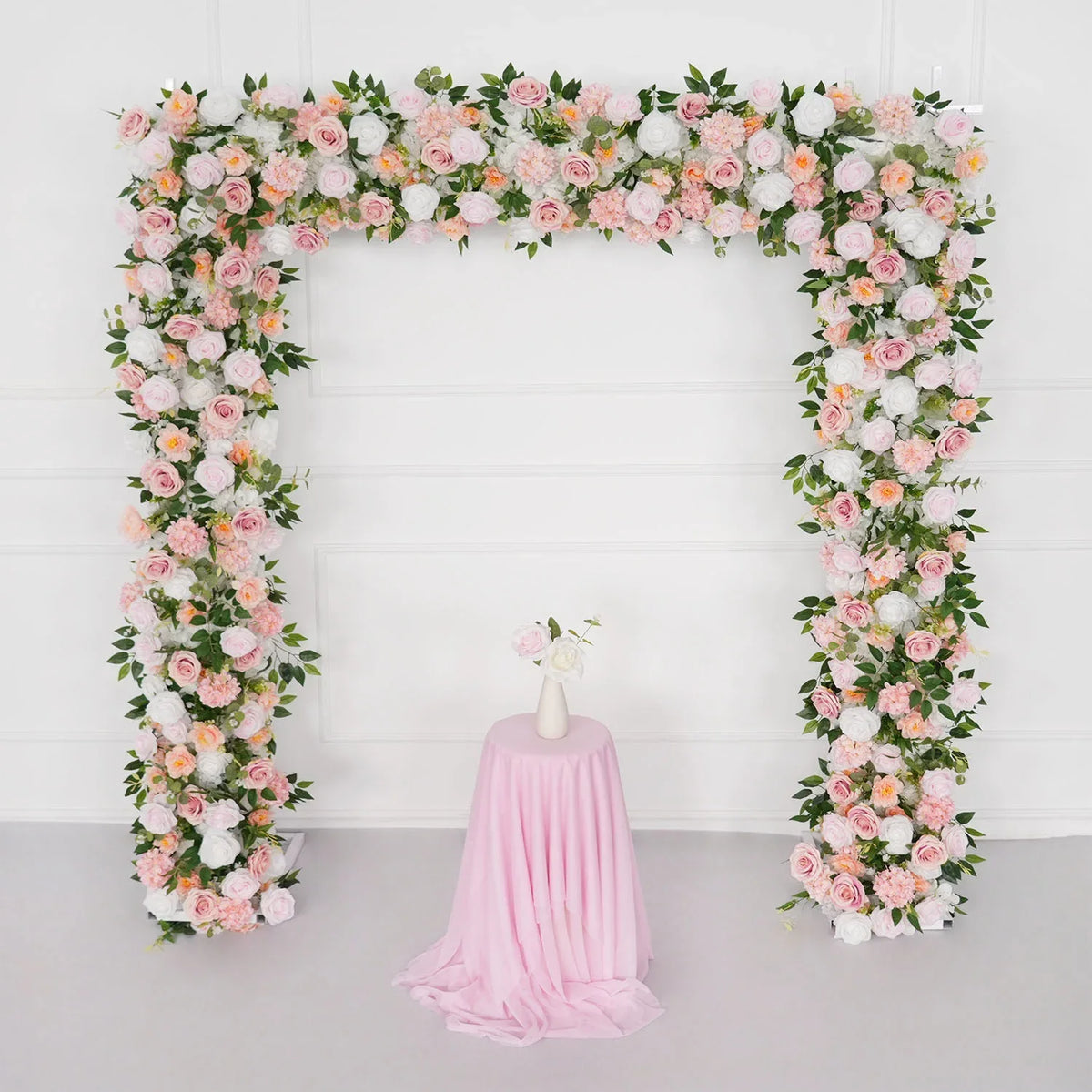 Uflower White Pink Rose Floral Square Arch Wedding Party Backdrop Decoration SET80117 - Uflower