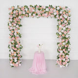 Uflower White Pink Rose Floral Square Arch Wedding Party Backdrop Decoration SET80117 - Uflower