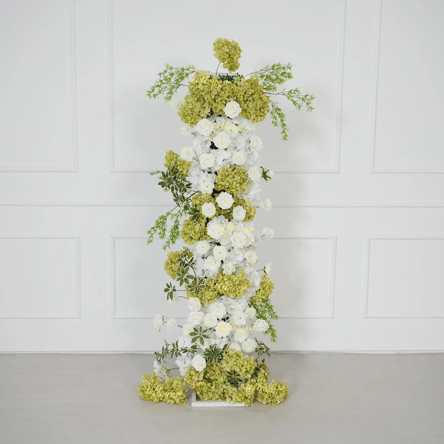 Uflower Artificial Green White Hydrangea Rose Flower Row Wedding KT Backdrop Decor SET80205 - Uflower