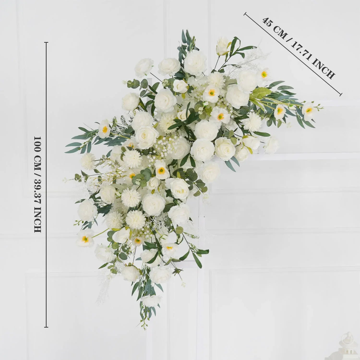 Artificial White Green Wedding KT Backdrop Flower Row Decor SET80075 - Uflower