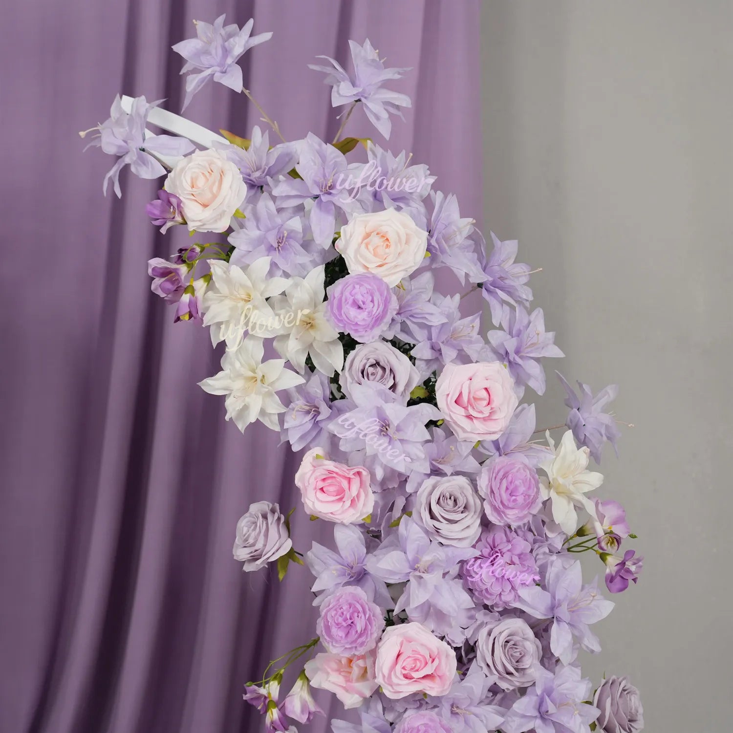 Uflower Purple Floral Horn Arch Wedding Party Backdrop Decor SET80243-01