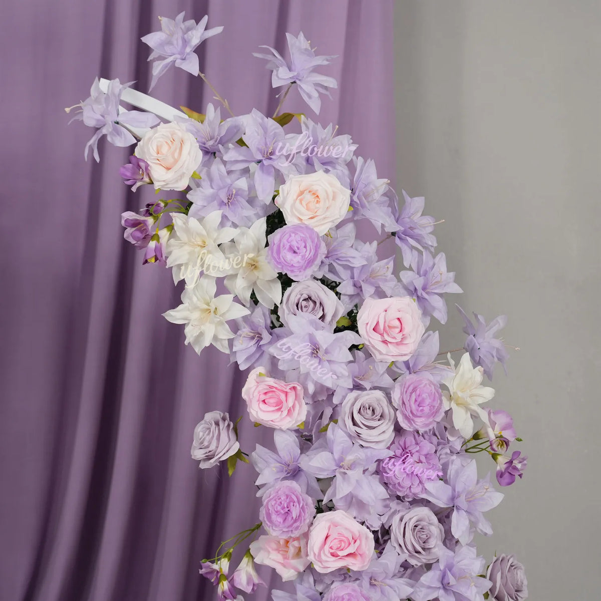 Uflower Purple Floral Horn Arch Wedding Party Backdrop Decor SET80243-01