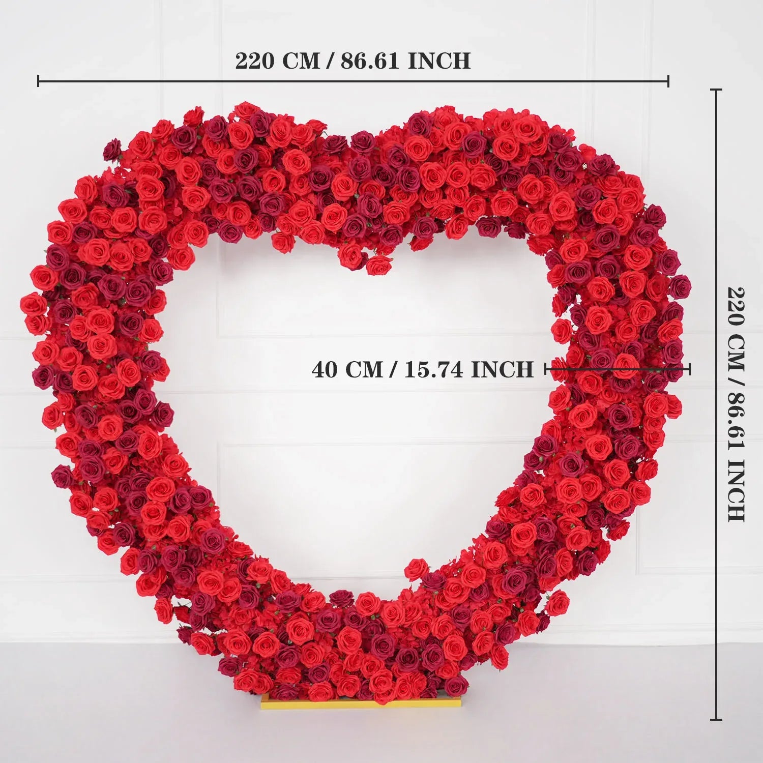 Uflower Luxury Red Rose Floral Arrangement Cloth Base Heart-Shaped Arch Props MC80130-01 - Uflower