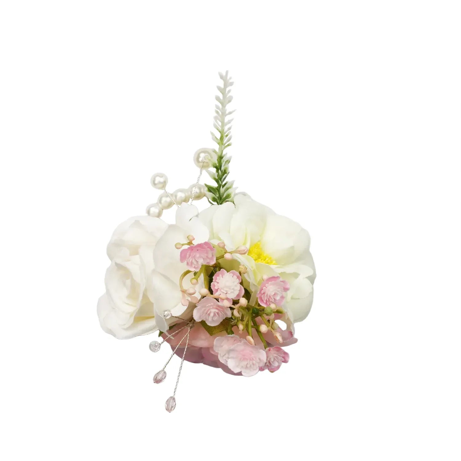 Uflower Pink White Series Bride Bouquet Wrist Corsage Groom Boutonniere Wedding Event Supplies SET80080-09 - Uflower