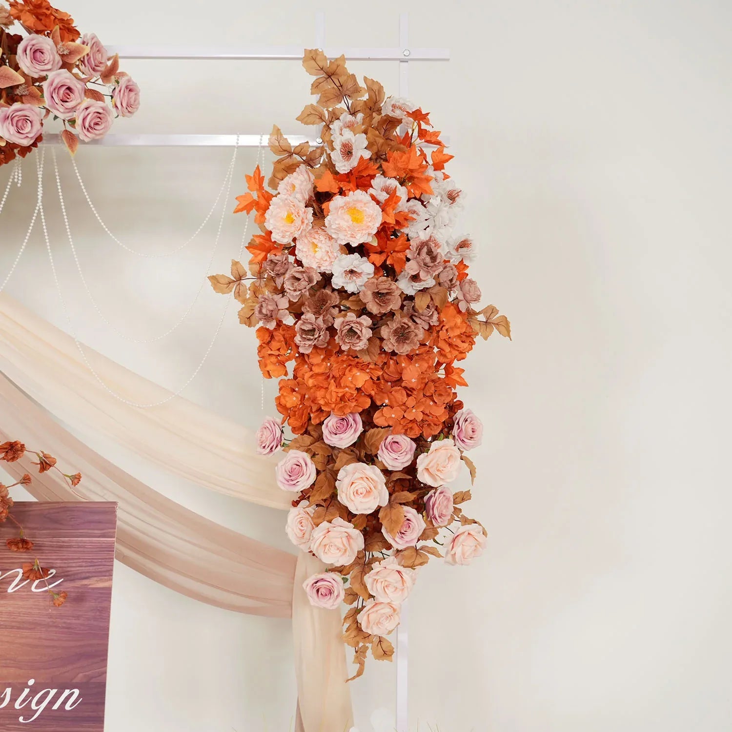 Uflower Artificial Autumn Pink Flower Row Wedding KT Backdrop Decor SET80122 - Uflower