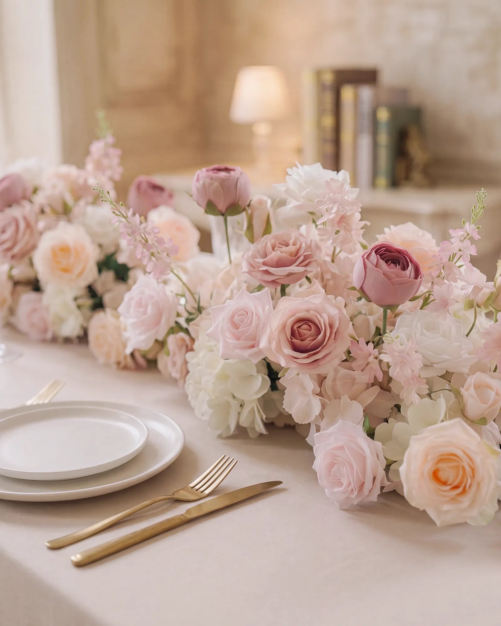 Uflower 50cm Pastel Pink & White Flower Row MC89003-03