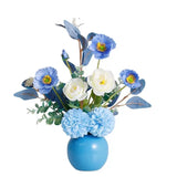 Uflower Blue Bottle Artificial Floral Arrangement Table Decor MH80002-01