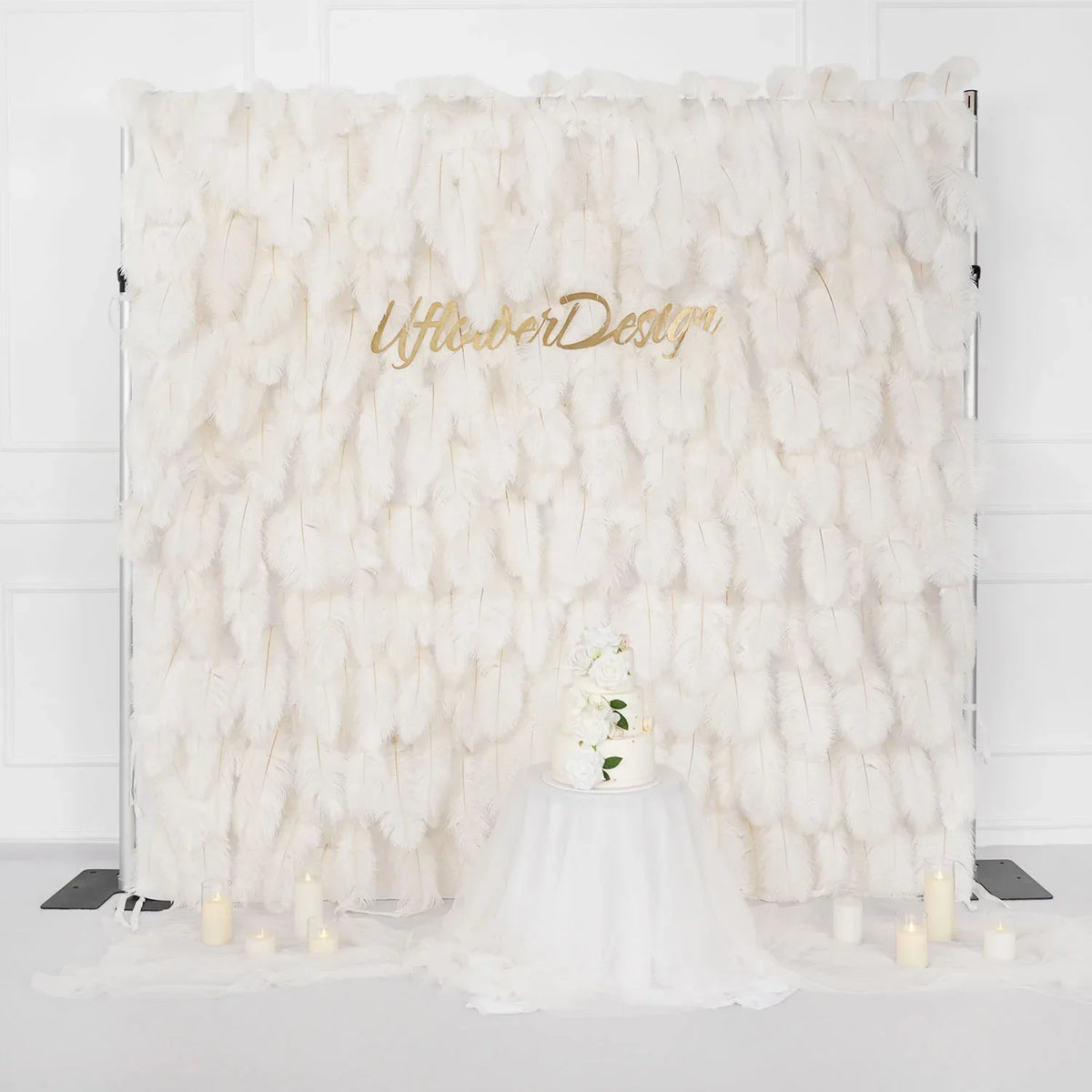Uflower Artificial White 5D Flower Wall Wedding Backdrop Deco Birthday Party SET80104 - Uflower