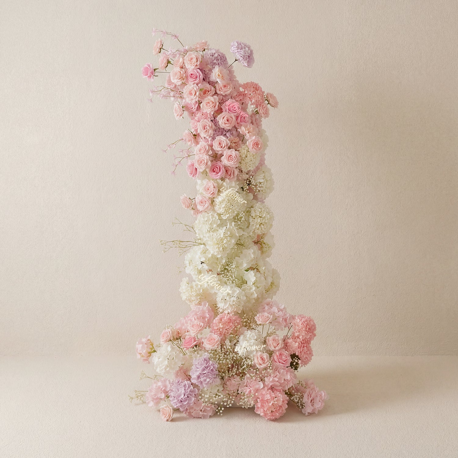 Uflower Pink White Floral Horn Arch Wedding Party Backdrop Decor SET80238
