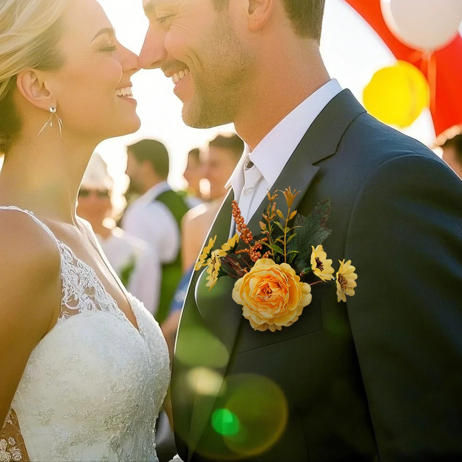 Uflower Boutonnieres in Yellow With Card MG80003-02 - Uflower