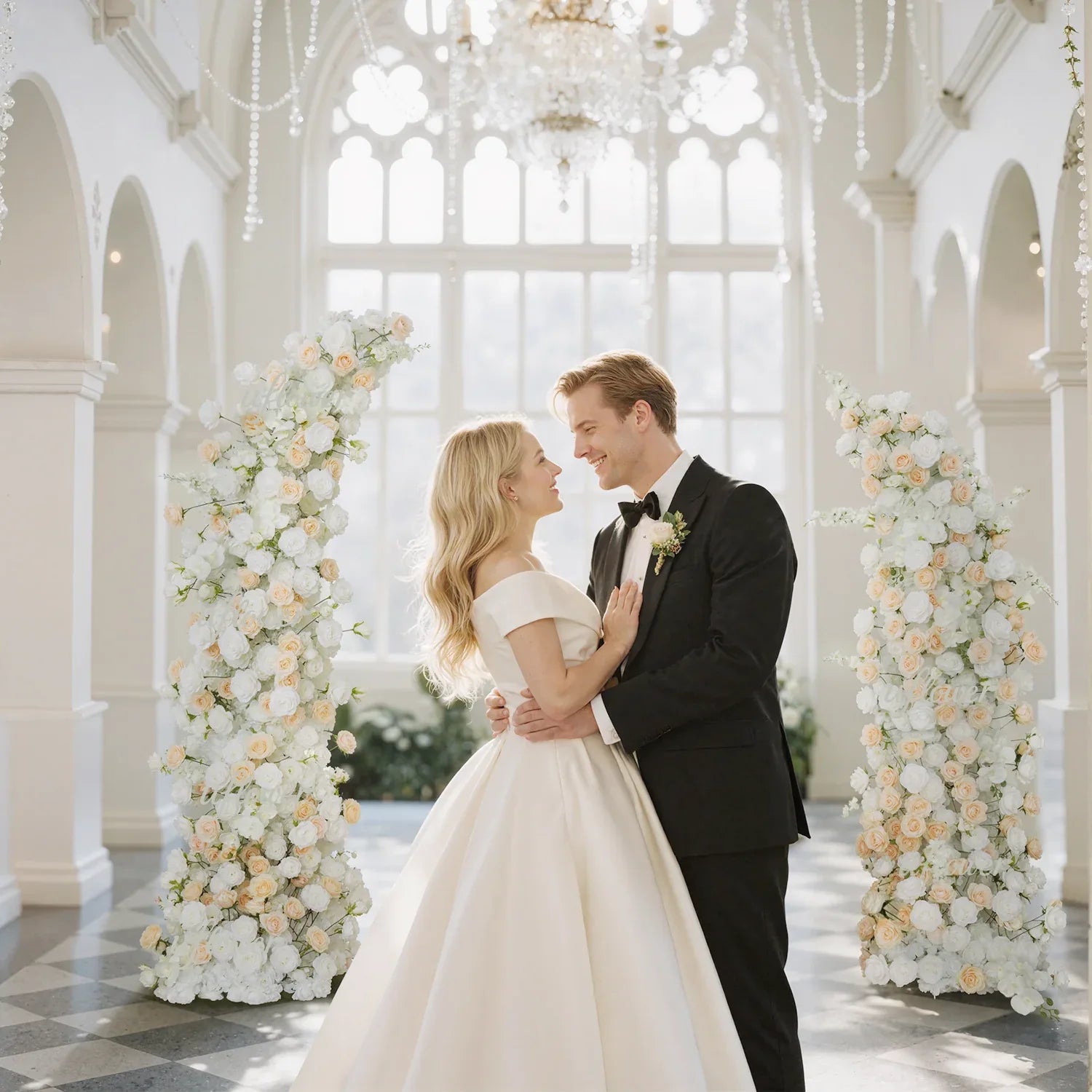 Uflower Champagne Crocus Wedding Event Floral Arch SET80041 - Uflower