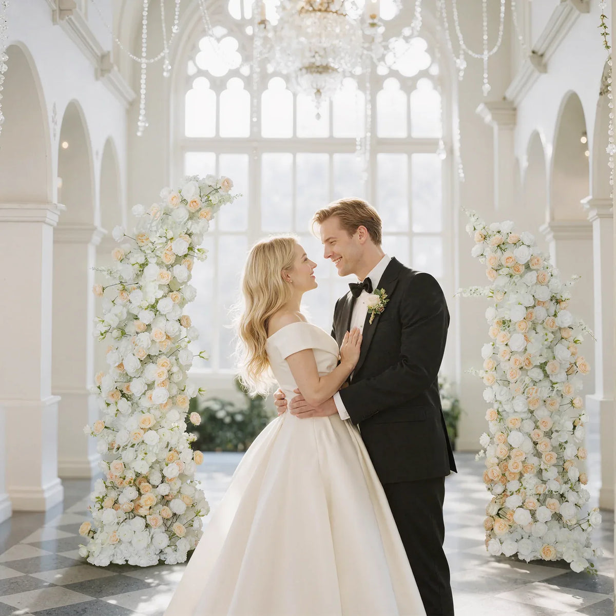 Uflower Champagne Crocus Wedding Event Floral Arch SET80041 - Uflower