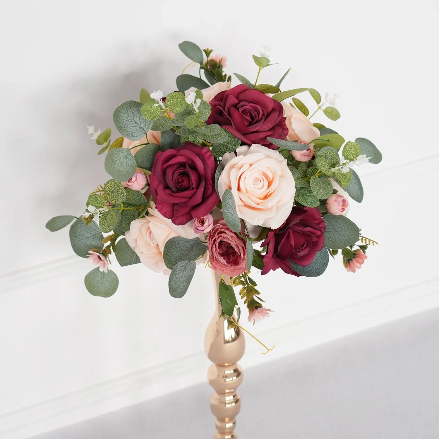 Uflower Red Rose Green Leaf Table Centerpieces Floral Ball Wedding Decoration MB80064-01 - Uflower
