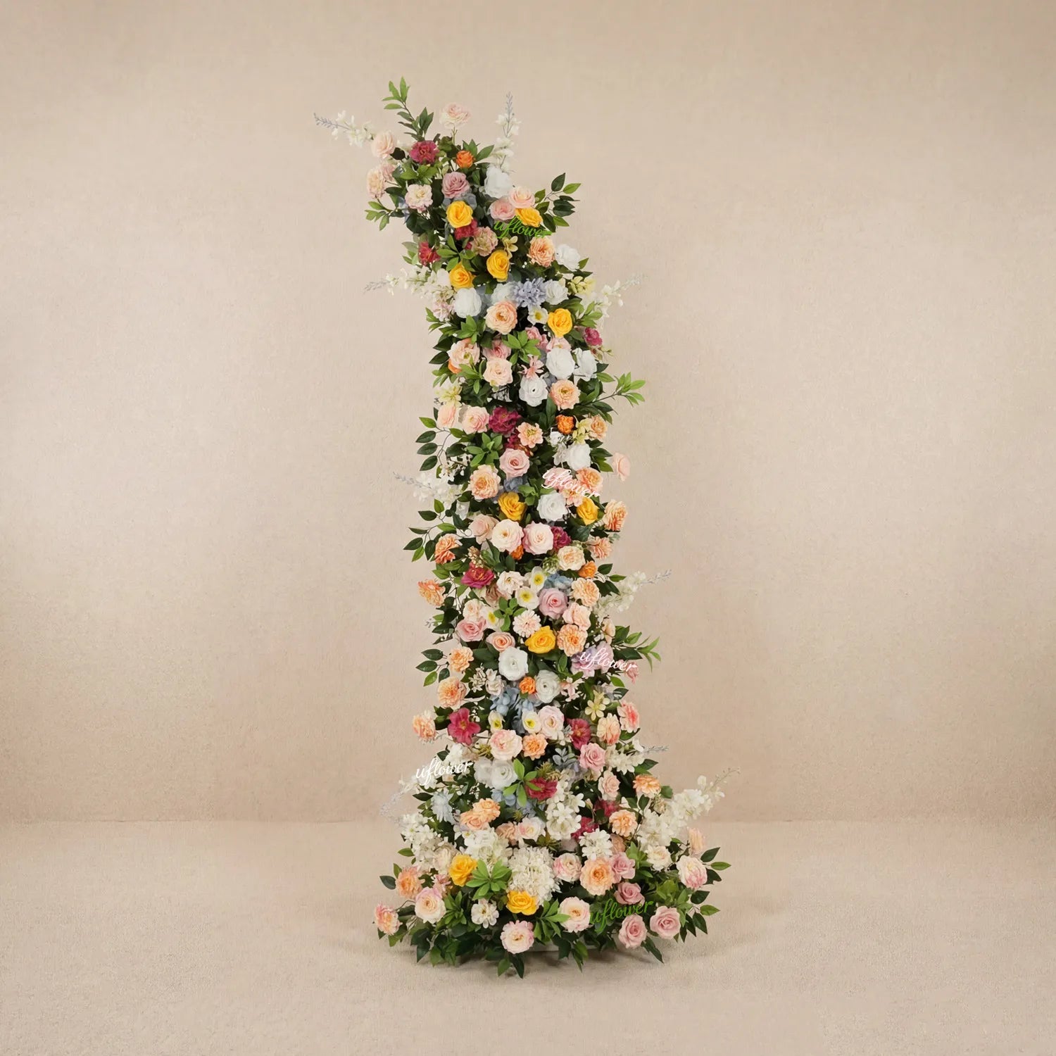 Uflower Colorful Floral Arrangement Horn Arch Wedding Backdrop Props SET80242-01