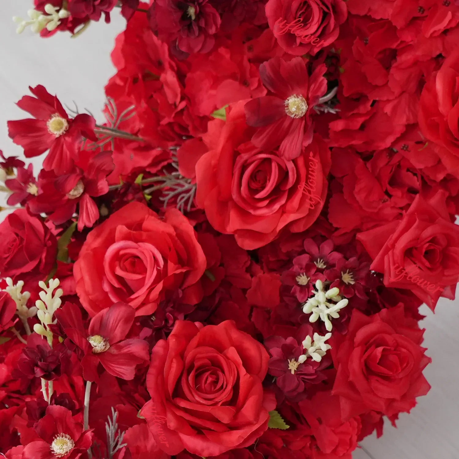 Uflower Artificial Red Rose Flower Row Sofa Table Runner Floor Flower Arrangement MC80126 - Uflower