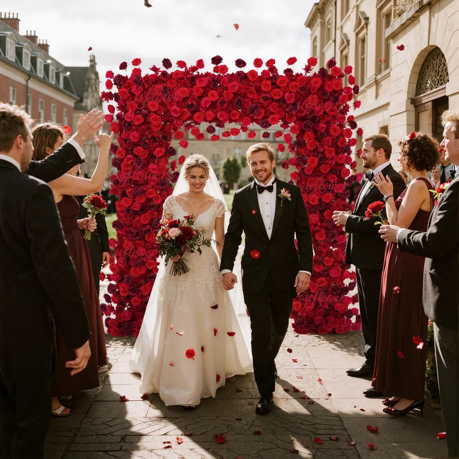 Uflower Artificial Flower Arch 5D Red Burgundy Roses Wedding Decor SET80044 - Uflower